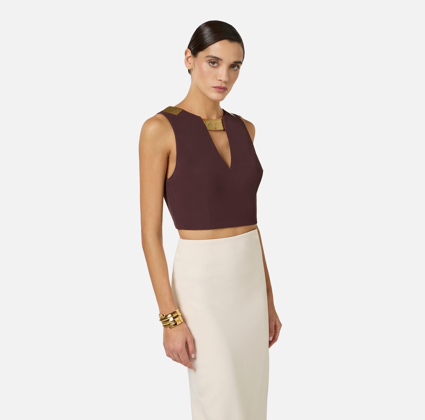 WOMEN'S TOP CACAO W DETAIL