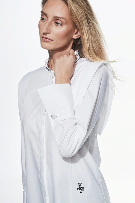 CAMISA JARETAS CON CUELLO NIDO DE ABEJA
