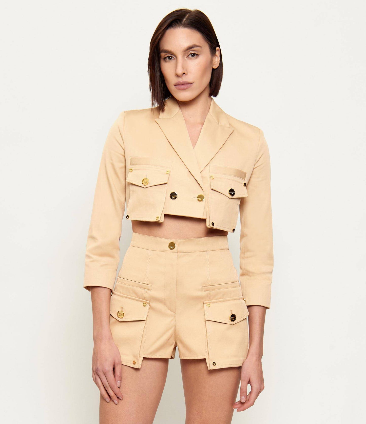 WOMEN'S JACKET CROP CAMEL