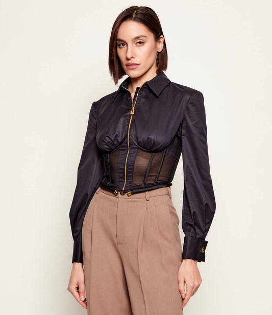 WOMEN'S BLOUSE ZIP BLACK