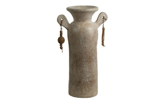JARRON CERAMICA C/COLGANTES MADERA GRANDE