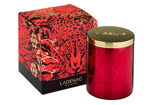 LEOPARDO VELA EN VASO 350gr TAPA ORO LADENAC