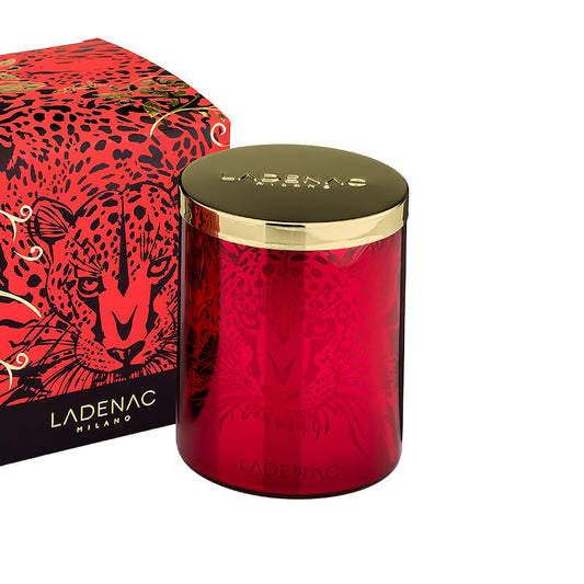 LEOPARDO VELA EN VASO 350gr TAPA ORO LADENAC