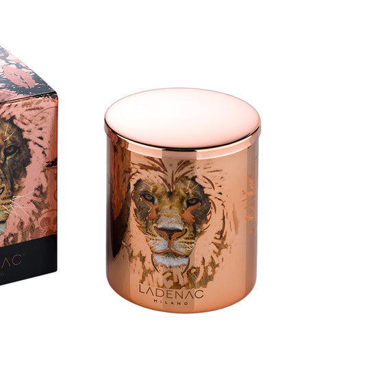 LEÓN VELA EN VASO 350gr TAPA DE ORO LADENAC